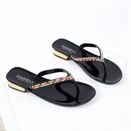 Sommer Strand Schuh Slipper Mode Frauen Hausschuhe Flip-Flops mit Strass Frauen Sandalen Freizeitschuhe D3XB #