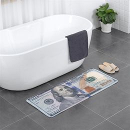 Style Dollar Banknotes Carpet Bathroom Bedroom Non-Slip Absorbent Floor Mat Flannel Shower Rug Living Room Entrance Doormat 220511