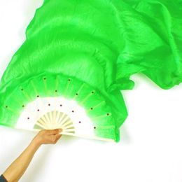 Stage Wear Portable Long Colorful Bamboo Accessories Reusable Professional Costume Belly Dance Party Veil Silk Fan