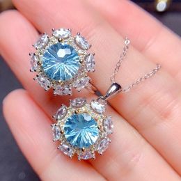 Conjunto Joyas Topacio Anillo Y Colgante Girasol Corte Fuegos Artificiales Zirconia Joyera Boda