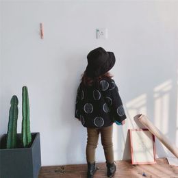 Korean Kids Girls Boys Thicken Linen Jacketscoat Vintage Dot Pattern Fashion Children Clothings LJ201203