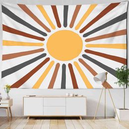 Tapestry Boho Sun Painting Carpet Wall Hanging In Minimalist Art Hippie Tapiz P