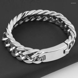 Link Chain Cool 15mm/17mm Fashion 316L Stainless Steel Silver Colour Cuban Curb Mens Bracelet Bangle Male Wristband Christmas Gift