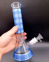 Mini 10 inch Colourful Glass Water Bong Hookahs with Imitation Cloth Pattern Female 18mm Smoking Pipes