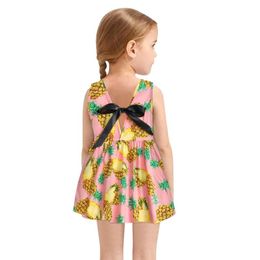 Girl's Dresses 1-6Y Toddler Baby Kids Girls Sleeveless Pineapple Fruit Skirt Girl Glitter Dress For Cardigan 5tGirl's