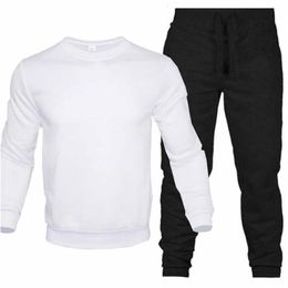 Men's Tracksuits Men Sweatsuit 2 Piece Outfit Long Pant Tracksuit Sets O-Neck Sweatshirt Pants Clothing SetsMen's