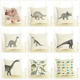 Pillow Case Cushion Cover 45x45cm Dinosaur Pillow Case s Home Decor Animals Tyrannosaurus Rex Printing Cotton Linen Pillowcases 220623