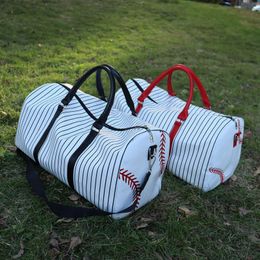 50pcs Duffel bags Women PU Baseball Striped Large Capacity Sport Gym Bag Mix Colour