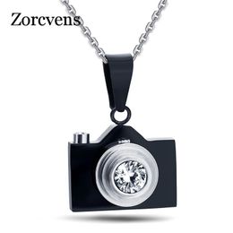 camera pendant UK - Pendant Necklaces 2022 Camera Pendants Black   Silver Color Blue Colors Lovely Stainless Steel Fashion JewelryPendant