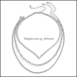 Other Necklaces Pendants Jewelry Light Wind V-Type Snake Bone Chain With Hollow French Clavicle Simple Twist Versatile Metal Niche Exagger