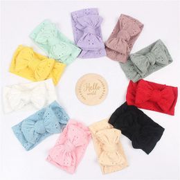 Infant Cotton Hollow Lace Bow Headband Hair Accessories Baby Haar Band Headabnd Newborn Turban for Girl Elastic Hairband Large Bow Bandeaux Fille