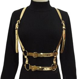 Belts Punk Harajuku O-Ring Garters Color Leather Body Bondage Cage Sculpting Harness Waist Belt Straps Suspenders Gold SilverBelts