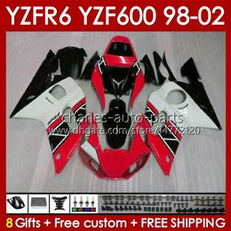 Bodywork Kit For YAMAHA YZF R6 R 6 YZF600 600CC YZFR6 98 99 00 2001 2002 Body 145No.174 YZF 600 CC YZF-600 98-02 Cowling YZF-R6 1998 1999 2000 01 02 OEM Fairing red glossy blk