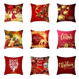 Christmas Decorations Xmas Red PillowCase Tree Decoration Santa Claus Cushion Cover For Home Snowman Year 5zChristmas