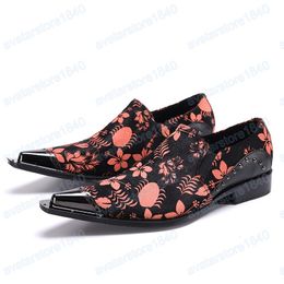 Fashion Floral Horsehair Men Dress Shoes Male Wedding Party Leather Shoes Pointed Toe Business Shoes Plus Size