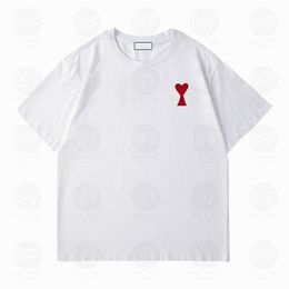 Mens T-shirts Amis Mens Womens Designers t Shirts Hip Hop Fashion Casual Red heart A embroidery with back collar brand embroidery Short Sleeve High Quality Tees wy