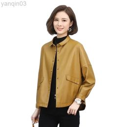 Women Leather Jacket 2022 New Female Spring Autumn Large Size 5XL Coats Female Leather Overcoat PU Leather Jacket L220801