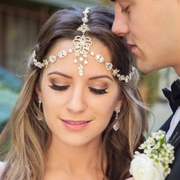 Wedding Pendant Hair Chain Jewelry for Women Decoration Headpiece Crystal Bridal Headwear Chain Forehead Accessories