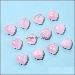 Stone Loose Beads Jewellery Natural Pink Crystal 15Mm Heart Shape Ornaments Quartz Healing Crystals Energy Reiki Gem Craft Hand Pi Dhe57