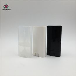 wholesale deodorant containers Canada - 100pcs 15ml oval White Black Transparent Solid Perfume Deodorant Tube Containers Makeup Lipstick Tubes With Lid246b