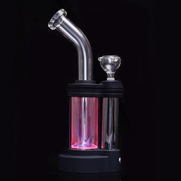 Wholesale New Unique Led Plasma Bent Type Design Hookahs Hookah Unique Design Perc 14mm Female Joint Thick Heady With Glass Bowl Bongs Water Pipes Oil Dab Rigs WP2234