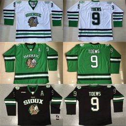 CeoMit Mens 9 Jonathan Toews Dakota Hockey Jersey 100% Stitched Embroidery Fighting Sioux DAKOTA College Hockey Jerseys Black White Green