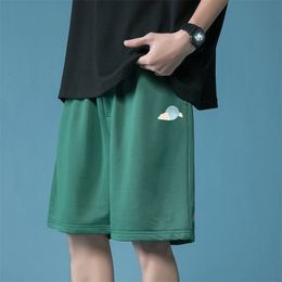 HYBSKR Summer Embroidery Men Oversized Shorts Korean Men Women High Waists Shorts Cotton Male Casual Sport Short Pants 220611