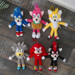 Anime Keychains Rings Sonic the Hedgehog Plush Doll Toy 20cm Soft Cute Cartoon Key Chains Charms Ultrasonic Mouse Pendant Bag Keyrings Children Kids Birthday Gifts