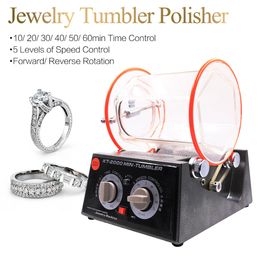 Power Tools Jewellery Tumbler Polisher KT-6808 3KG 6.6Lb Mini Rotary Barrel Polishing Machine Bidirectional Rotation Time/ Speed