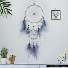 Decorative Objects & Figurines Gray Feather Dream Catcher Pendant Wind Chimes Girl Kawaii Room Decoration Birthday Gift Wall Decor Hoom Acce