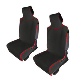 Car Seat Covers 2PC Cushion Protector Universal Fit For All Types Seats SUVS Waterproof Protection Black/REDCar