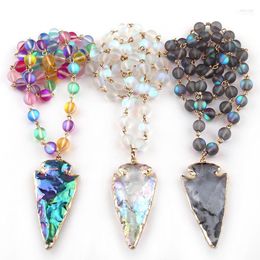 Pendant Necklaces Fashion Beautiful Shiny Crystal Rosary Chain Arrowhead Women Ethnic Necklace Elle22