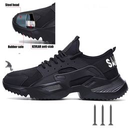 BootPunctureProof Safety Boots Breathable Wearresistant SHOES with Steel Toe for Men WORK Sneakers Black Y200915