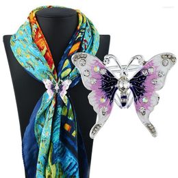 Pins Brooches Scarf Butterfly Jewellery Silk Shawl Buckle Ring Clip Tricyclic Scarves Luxury Simple Women Girl Party Gifts 3X046 Roya22