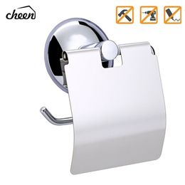 Cheen Wall-Mounted Toilet Paper Holder Vacuum Suction Cup Bathroom Tissue Roll Hanger Toilet Paper Storage Holder T200425