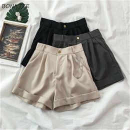 High Waisted Shorts Women Simple Japanese Style Chic Casual Soft Daily Ladies Trousers Basic Loose Ins Woman Bottom All match 220630