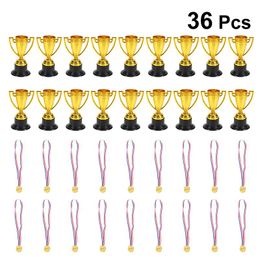 36PCS Plastic Trophies And Medals Children'S Toys Mini Winner Trophies Gold Cups Medals for Children Early Learning Toys Prizes