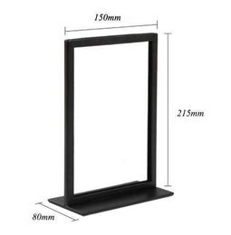 Top Guality A5 Two-side Table Interior Poster Display Stand In Store Black Powder Coated Surface Finish Couter top Menu Frame