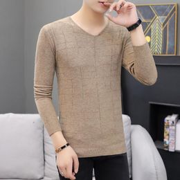 Men's Sweaters Men V-neck Thin Leisure White Pink Black Grey Pullover Long Sleeve Slim Fit In Spring Autumn Casual Mens SweatersMen's