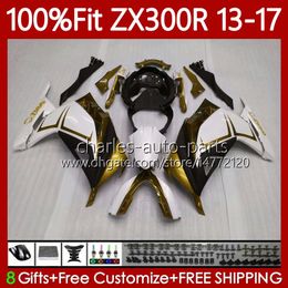 Golden white Injection Body Kit For KAWASAKI NINJA ZX300R EX ZX 3R 3 R 300R EX-300 2013 2014 2015 16 17 125No.200 EX300R ZX-3R ZX-300R ZX3R ZX300 13 14 15 2016 2017 Fairing