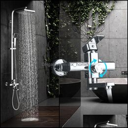 Modern Chrome Rainfall Shower Faucet Single Handle Bathtub Mixer Tap Wall Mounted Drop Delivery 2021 Bathroom Sets Faucets Showers Accs H