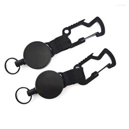 Keychains 60CM Wire Rope Keychain Camping Burglar Key Holder Tactical Outdoor Ring Return Retractable Chain Emel22