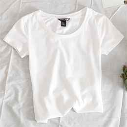 New Summer Tight Short Sleeve T-Shirt Women's White Backiol 210311