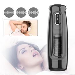 Automatic Telescopic Rotation Male Masturbation Cup Silicone Realistic Vagina Pussy Hands Free Masturbator Adult sexy Toy For Men