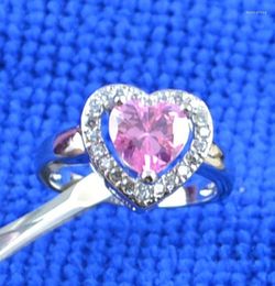 Wedding Rings Romantic Pink Heart Women Brilliant Cubic Zirconia Bridal Party Simple Stylish Female Accessories Wynn22