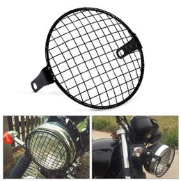 Motorcycle Lighting 6.3" Retro Side Mount Headlight lamp Cover Mask Cafe Racer protect Grill