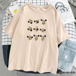Weightlifting Avocado Creativity Print Womens Tshirts Summer Loose Tops Cotton Tee Clothes Casual Soft Women T Shirt Women's T-Shirt