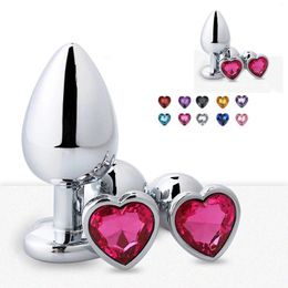 Anal Plug Sex Toys Crystal Heart Shaped Stainles Steel Butt Plugs 3pcs/Set For Women Adult Men