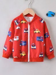 Toddler Boys Car Print Raglan Sleeve Bomber Jacket SHE