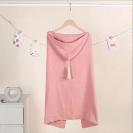 Baby Blanket Muslin Cotton Bath Towels Four Layer Gauze Hooded Cape Tassel Beach Towel Children's Bathrobe Cuddle Swaddle